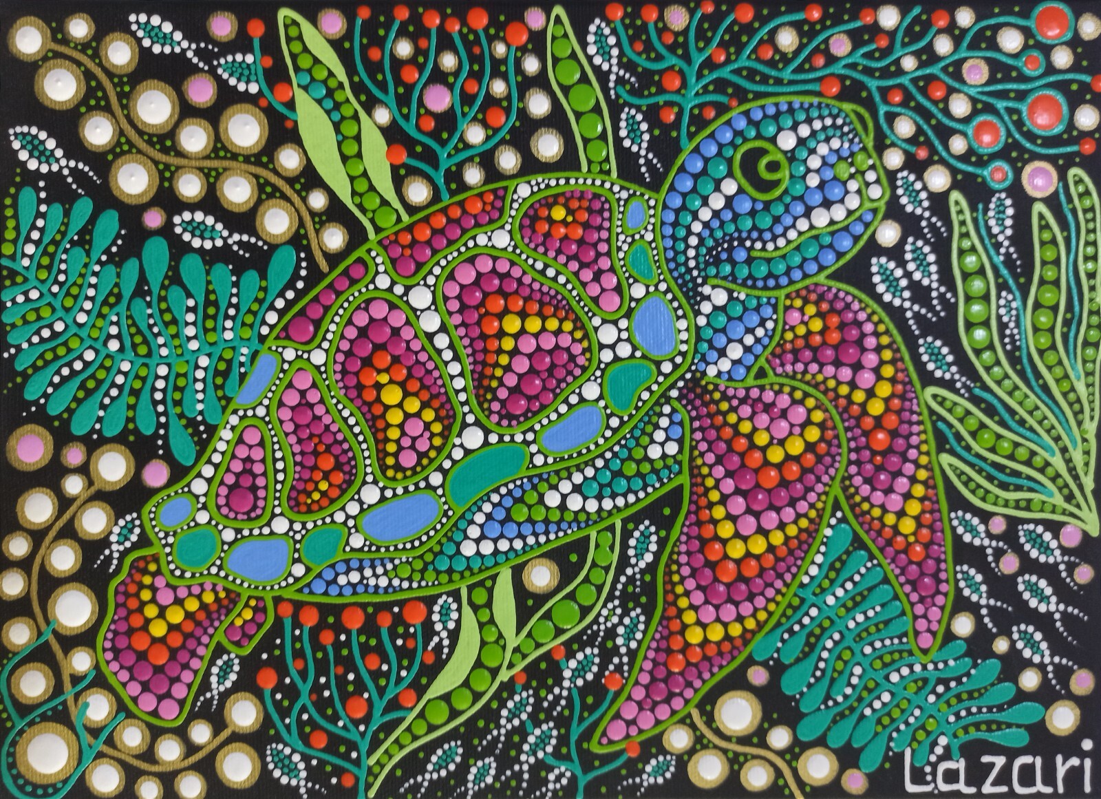 Ocean sea turtle original ACEO painting marine wildlife art Sea animals 14*10 in