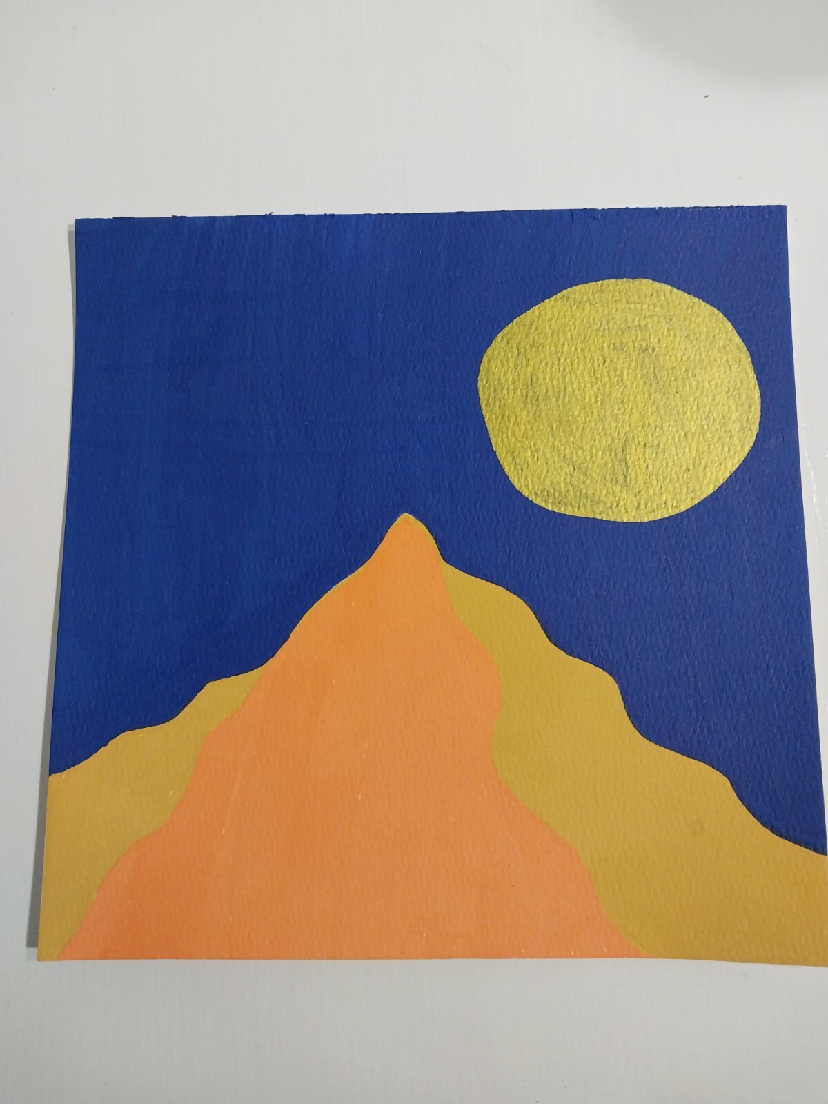 8×8 Inch Acrylic Painting On Watercolor Paper Landscape Title Golden Moon M1