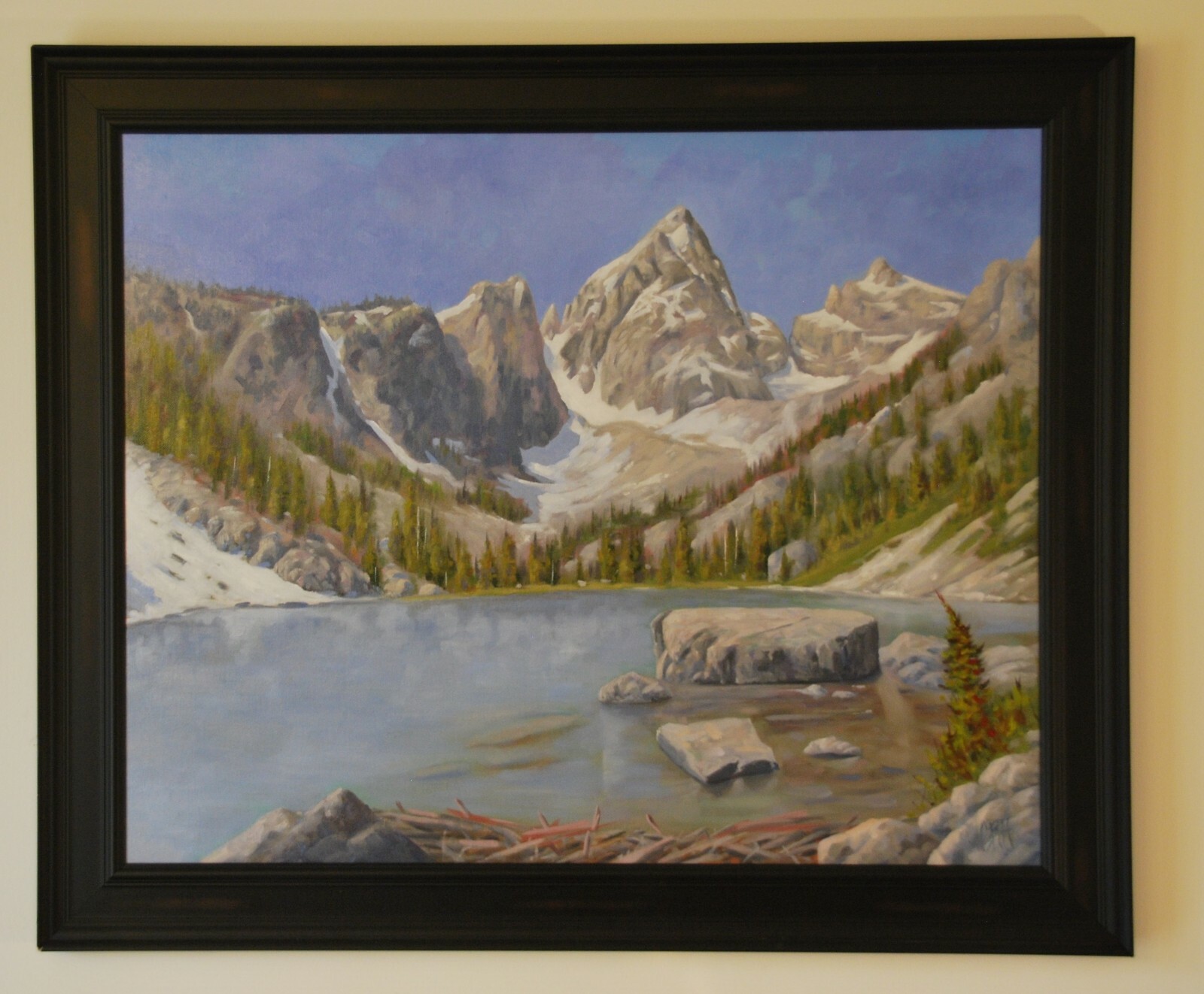 Original Signed Artwork Framed 24″X30″ Oil, Delta Lake Grand Teton N.P.