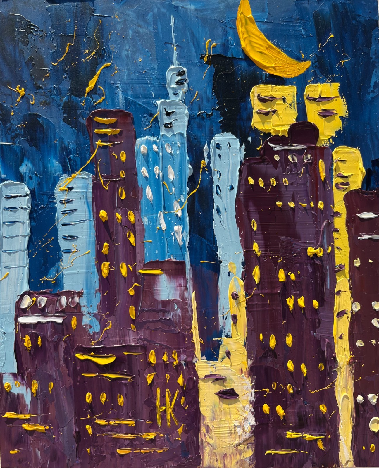NYC Painting New York City Original Art Cityscape Oil Impasto Small Landscape