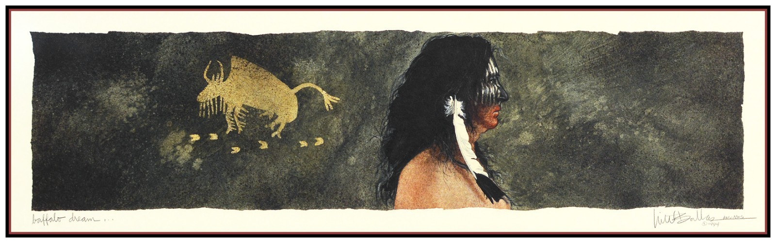 Will Bullas Entirely Original Signed Watercolor Painting Native American Framed