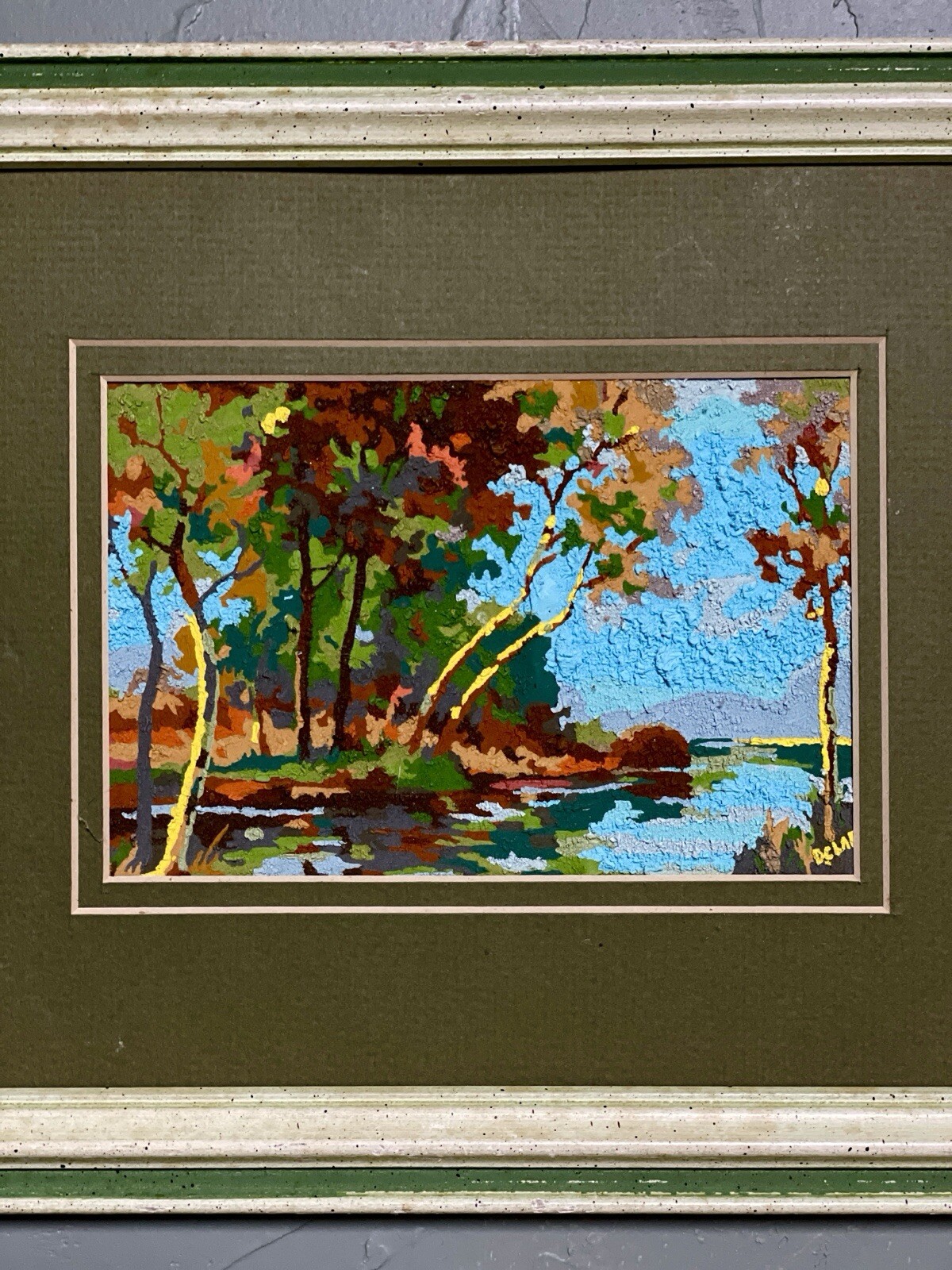 Mini Landscape Artwork – Unknown Medium – D. Clark Framed Art On Paper 1980s