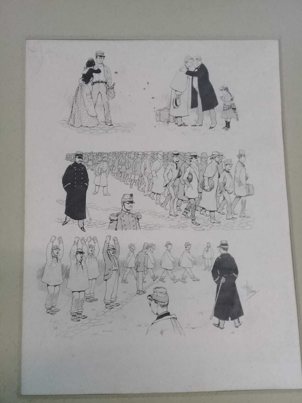 ORIGINAL Ink Cardboard by QUINO – Argentine Cartoonist / Unique Piece