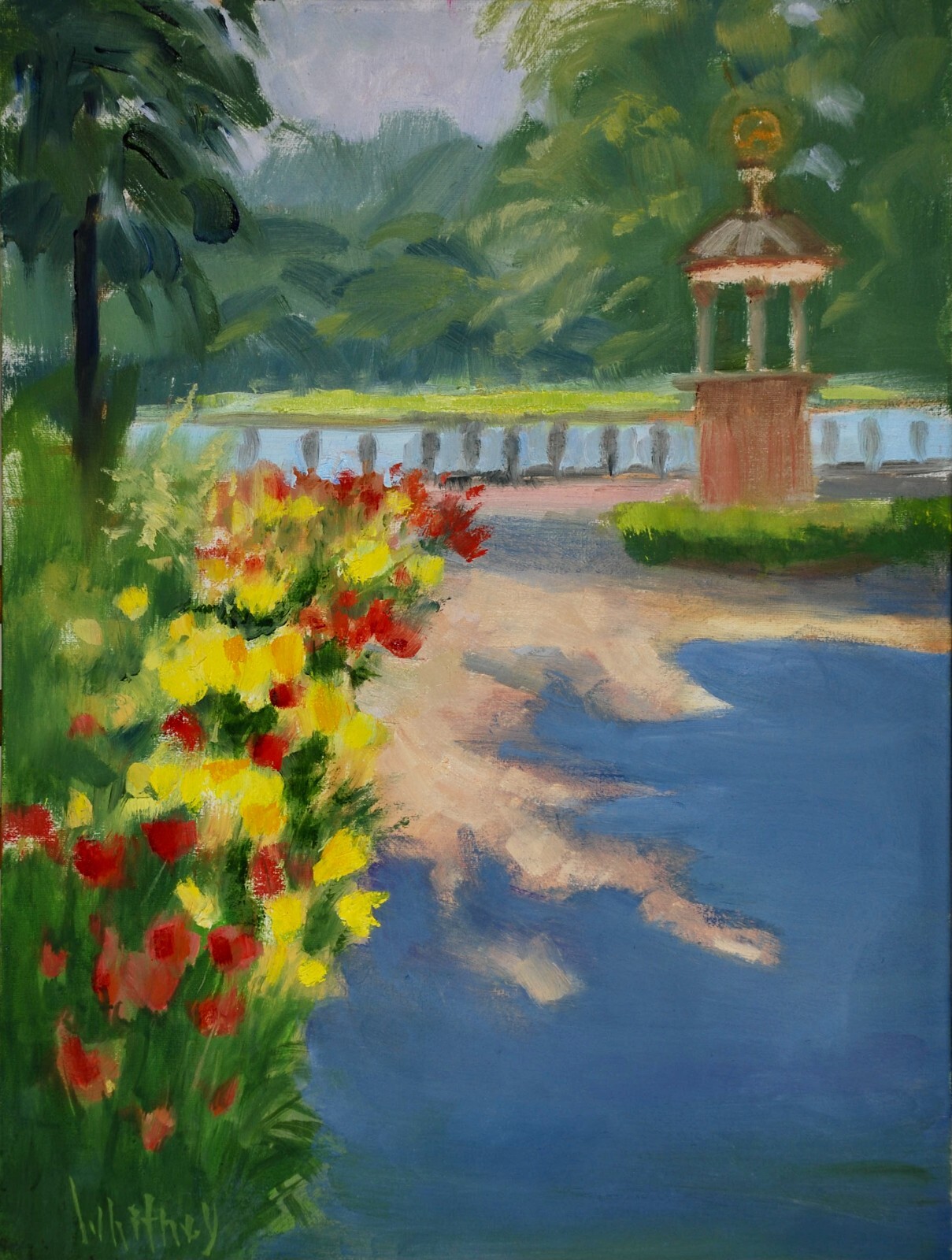 Garden Landscape Flowers Trees Chicago Botanic oil painting original Sue Whitney