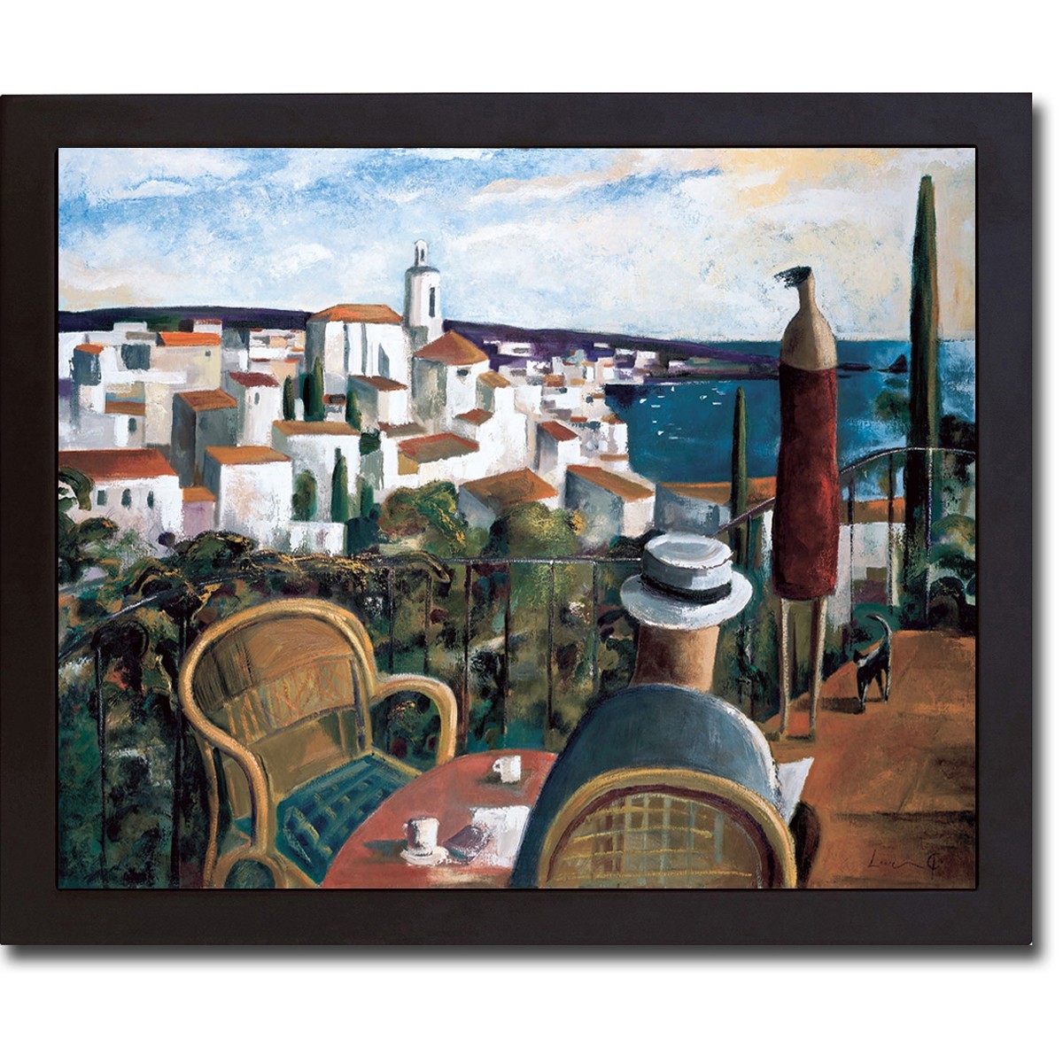 Black Floater-Framed Chez Mon Ami by Lourenco Canvas Giclee Art (25 x 33 in)