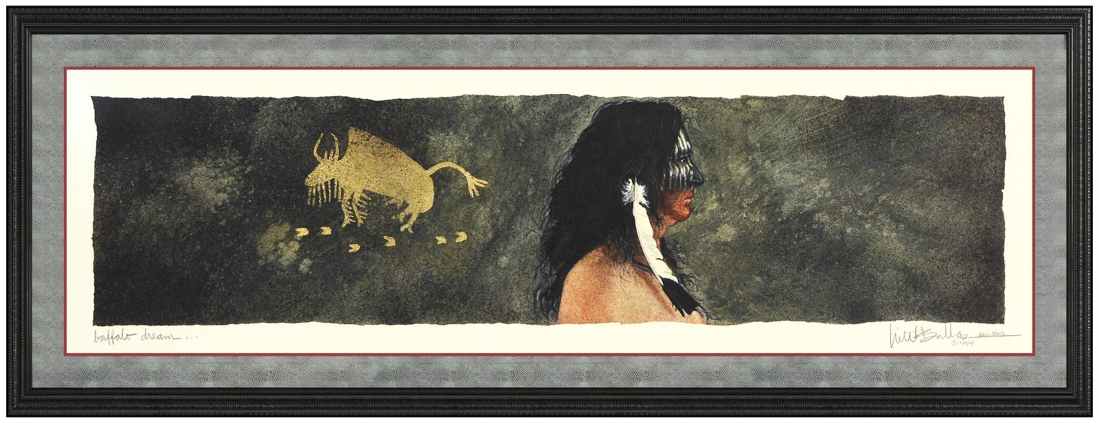Will Bullas Entirely Original Signed Watercolor Painting Native American Framed