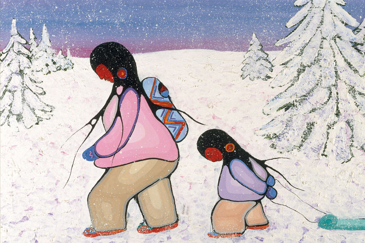 Cecil YOUNGFOX » Winter Walk » Canvas Native Art Indigenous Cree Gift Authentic