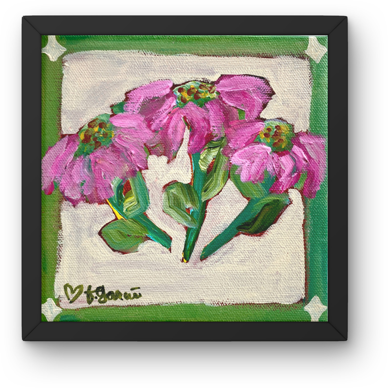 Muse Era Cottage Flowers 6×6 Whimsy Abstract Floral Expressionism Home Decor Art