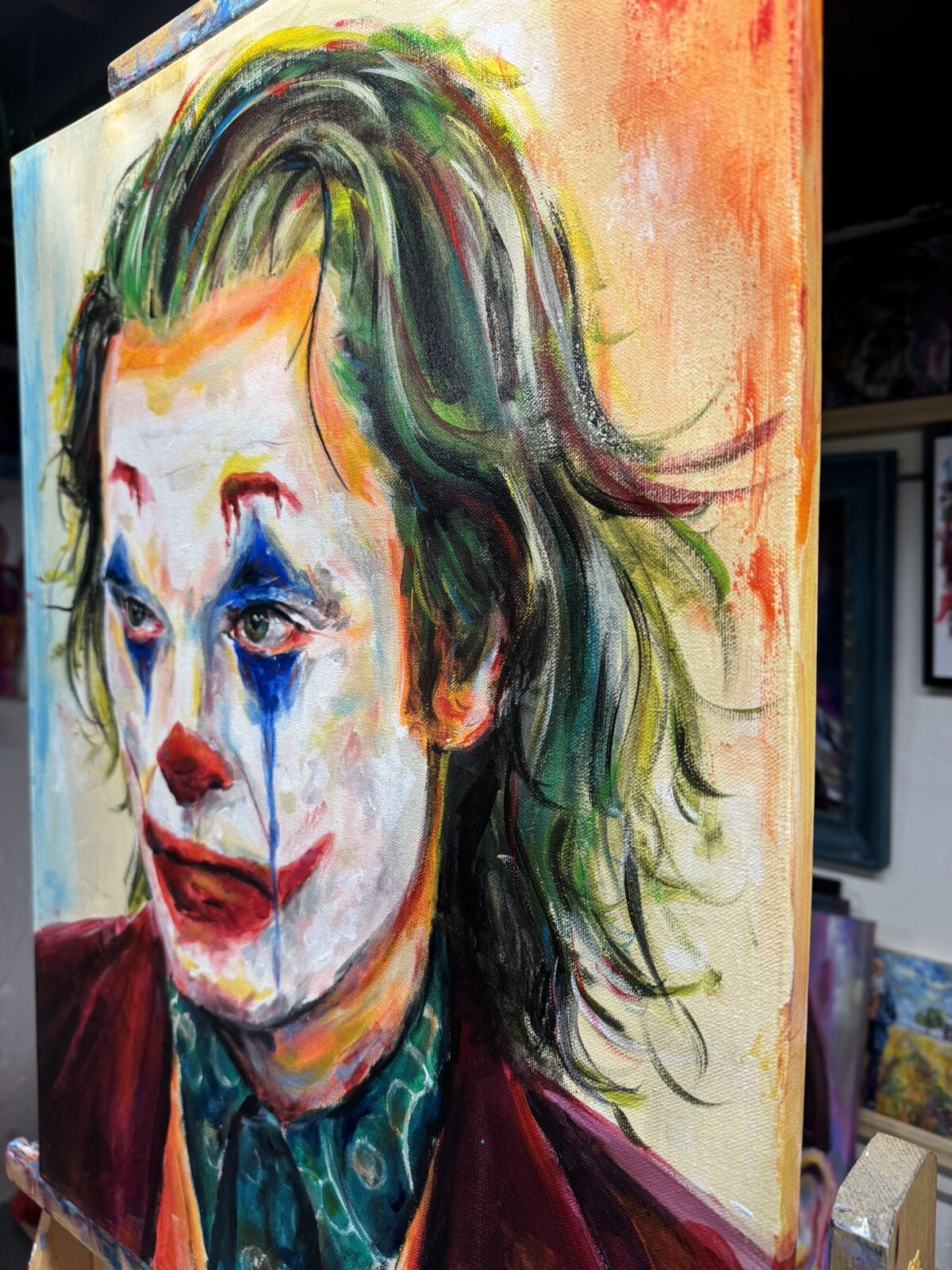 The Joker – Acrylic On Canvas Original Colorful Painting Joaquin Phoenix Batman