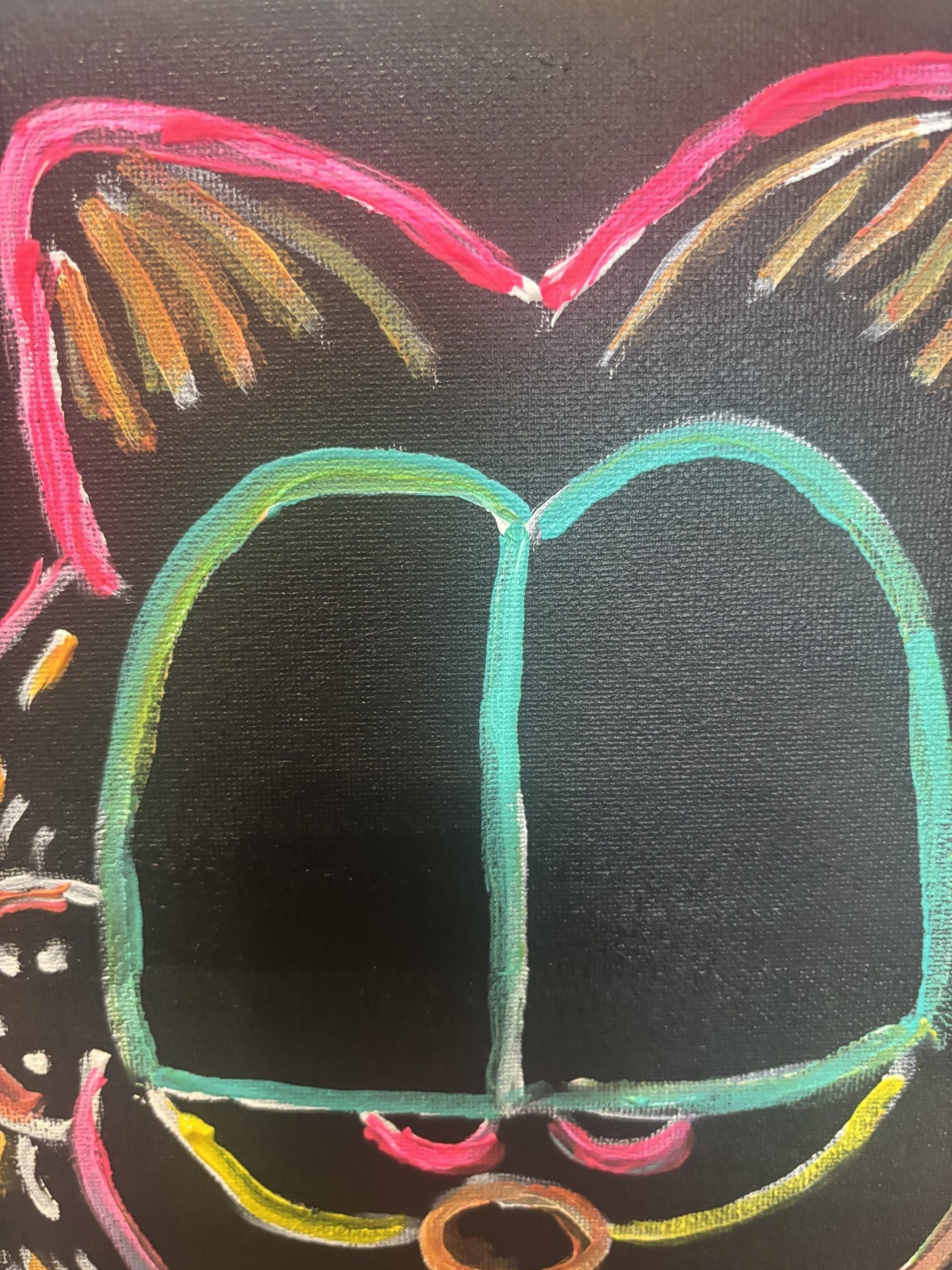Neon Cartoon Character: Original Acrylic Painting, 11×14, Home Office Decor