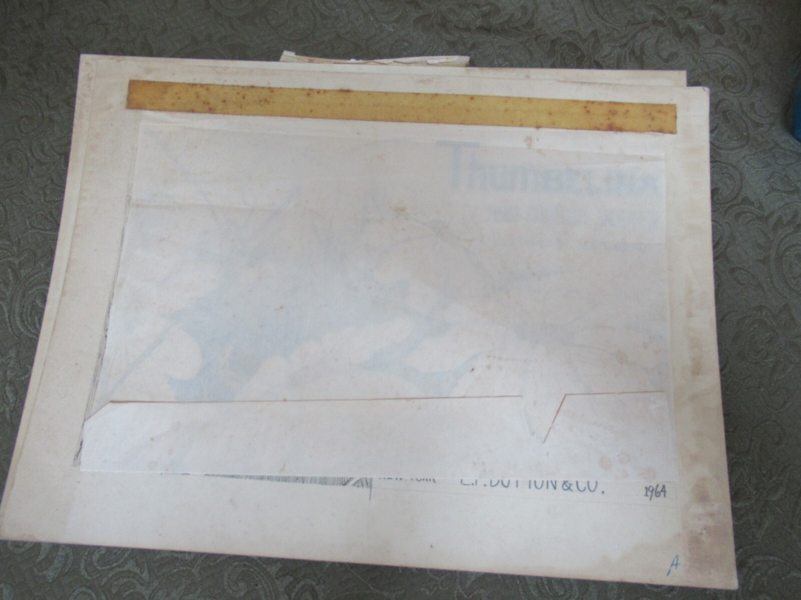 Original signed illustration Thumbellina Jon E Steinberg yellow black white