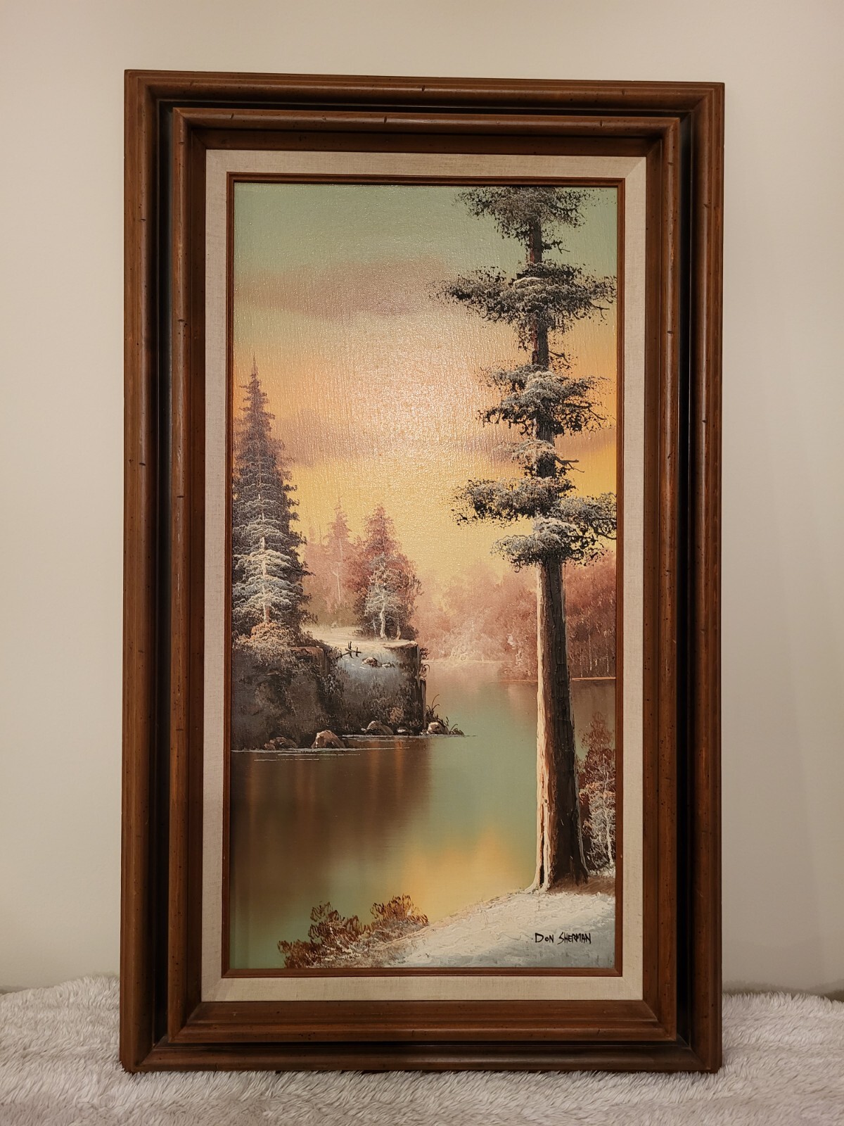 Oil Painting Artist Don Sherman. Wooden Frame size 30×18 in. Canvas 24×12 in.