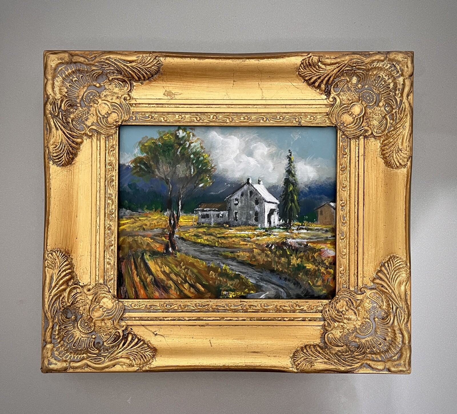 Plein Air Oil Painting Blue Ridge Mountains Original Landscape Gold Ornate Frame