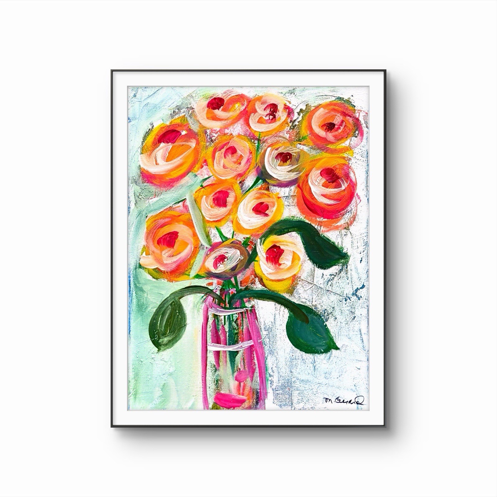 GERARD 8X10 IN- Abstract Expressionist Original Acrylic Painting Flowers