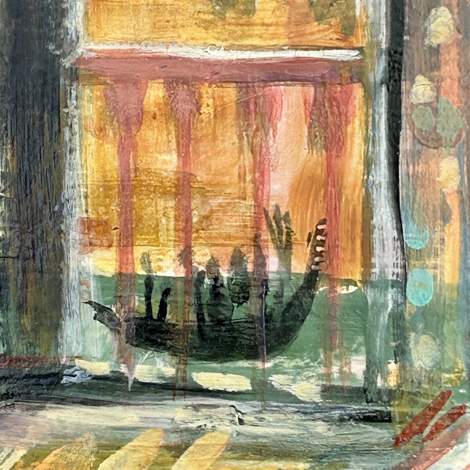 Signed David Landis (1918–1983) Venice Italy Modernist Oil on Board 60s VTG