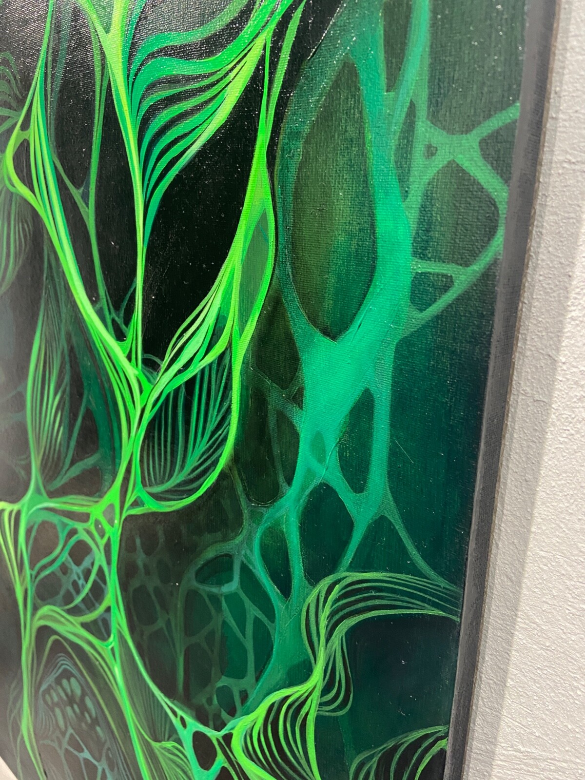 Acrylic painting Emerald Vortex: Enigmatic Green Abstraction – Earth Matrix