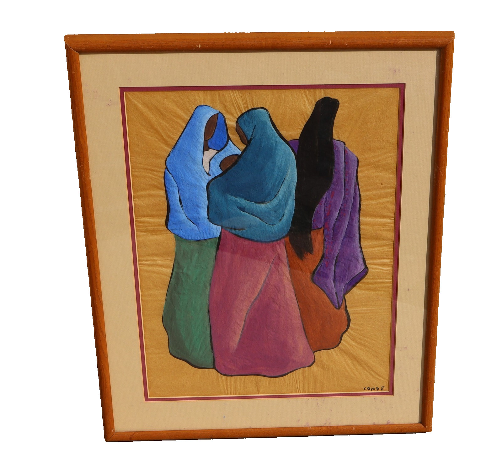 MIGUEL CONDE Original Watercolor & Gouache on Vellum Paper Three Women in Cloaks