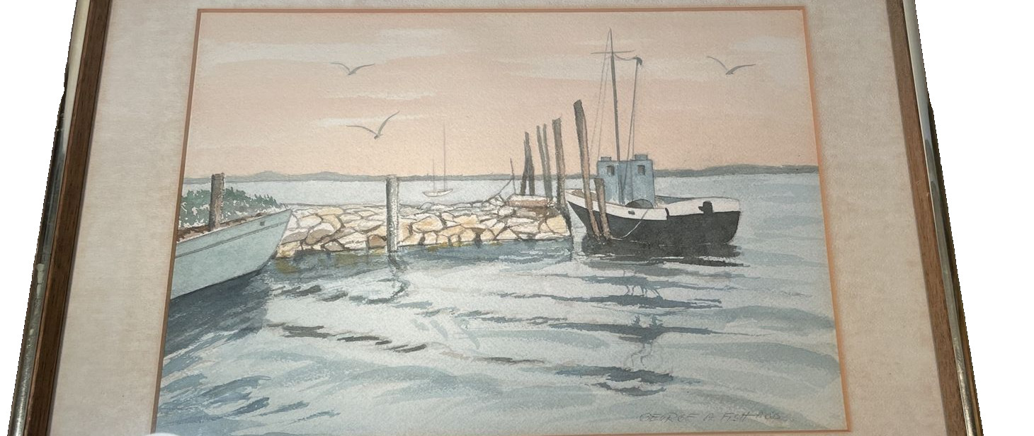 Original Seascape Watercolor New Jersey Artist George A. Fish AWS 1893-1993