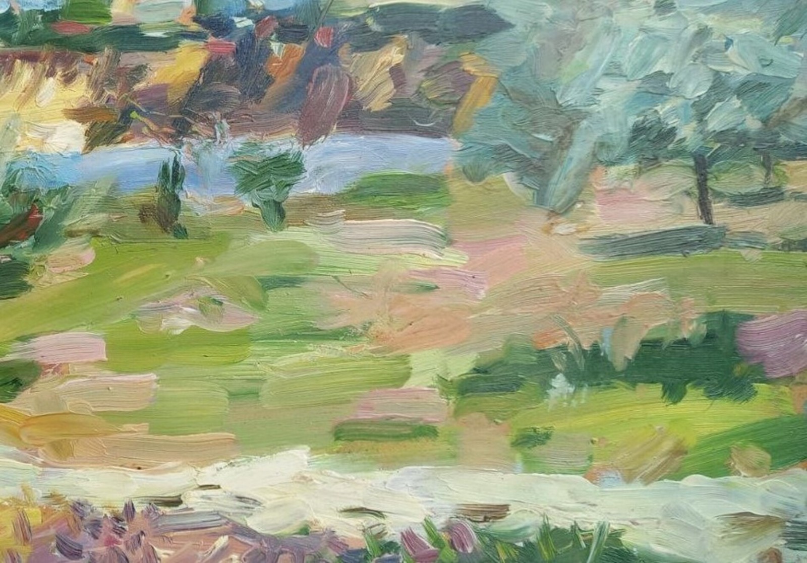 Oil painting Countryside Ukrainian painter Unframed Decor original landscape art