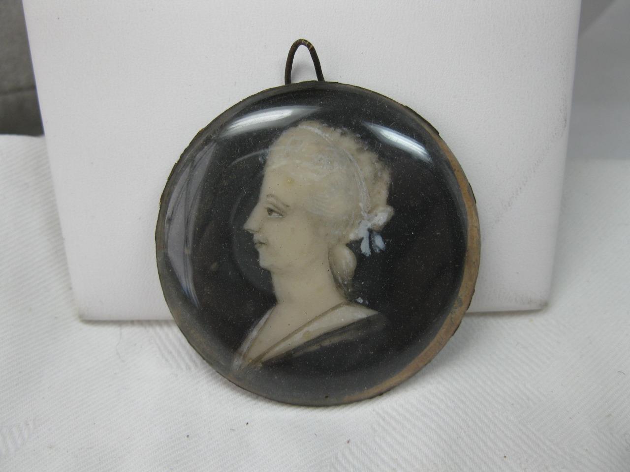 Portrait Miniature Georgian 18th Century 1 3/4″ Fine Hand Painted Details Rare
