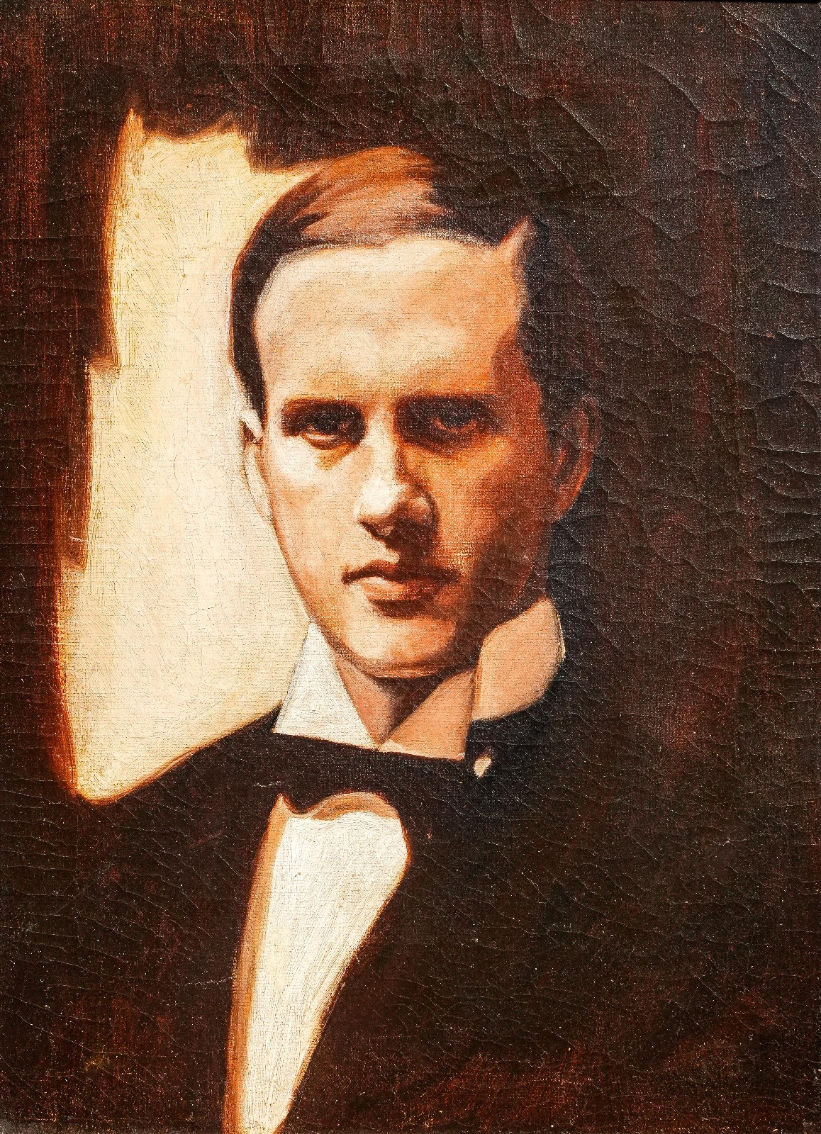 Formal Portrait Antique Framed Oil Painting Man in Tuxedo Fashion