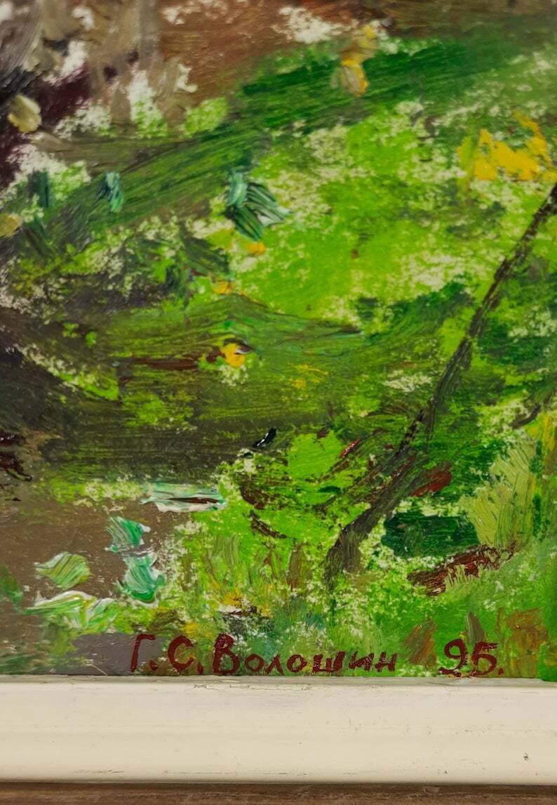 Original oil painting, Ukrainian artist Voloshin, Landscape, Vintage Painting