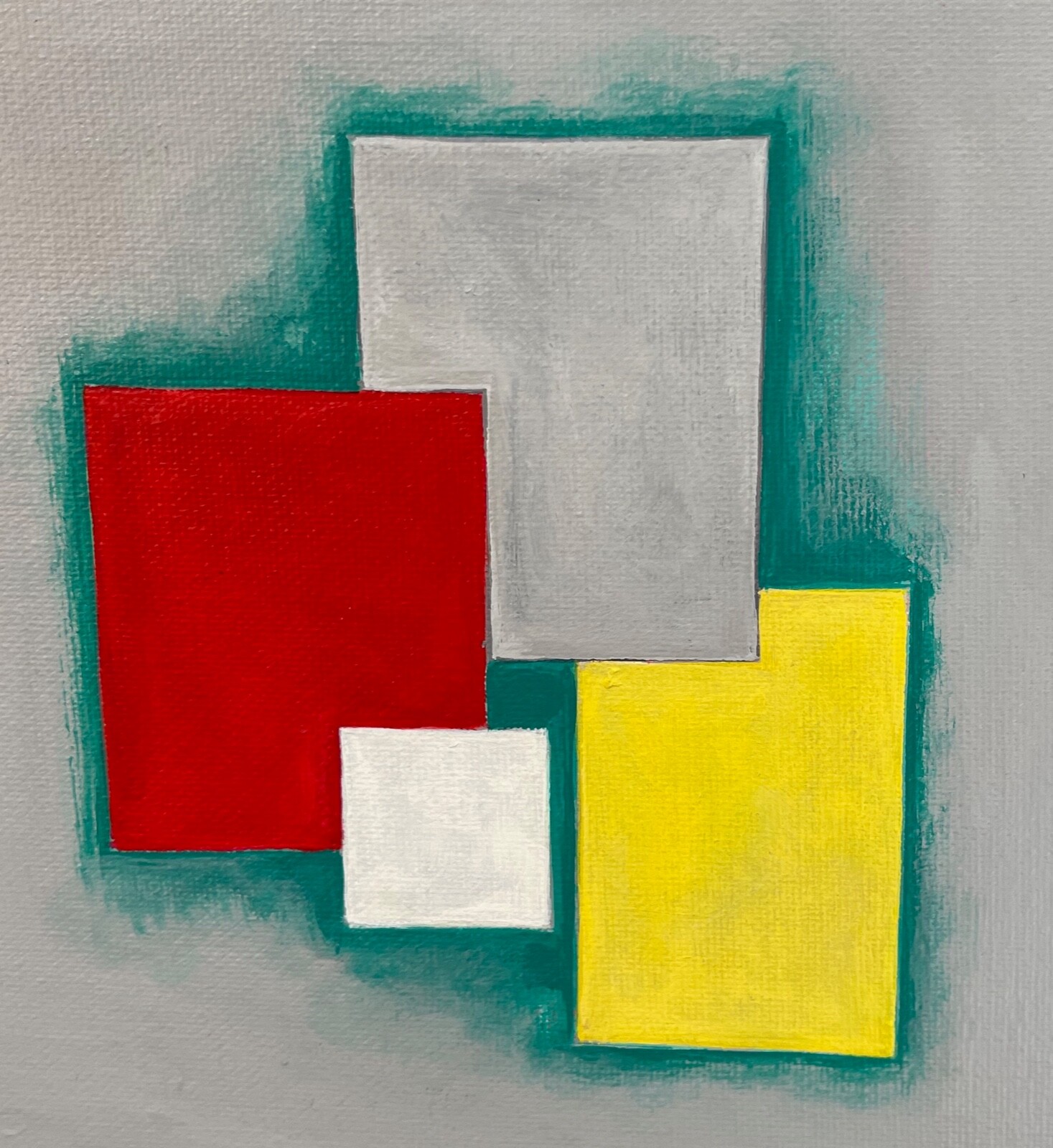 Vintage Geometric Shapes Abstract Painting Art Wall Hanging Signed REM Menges