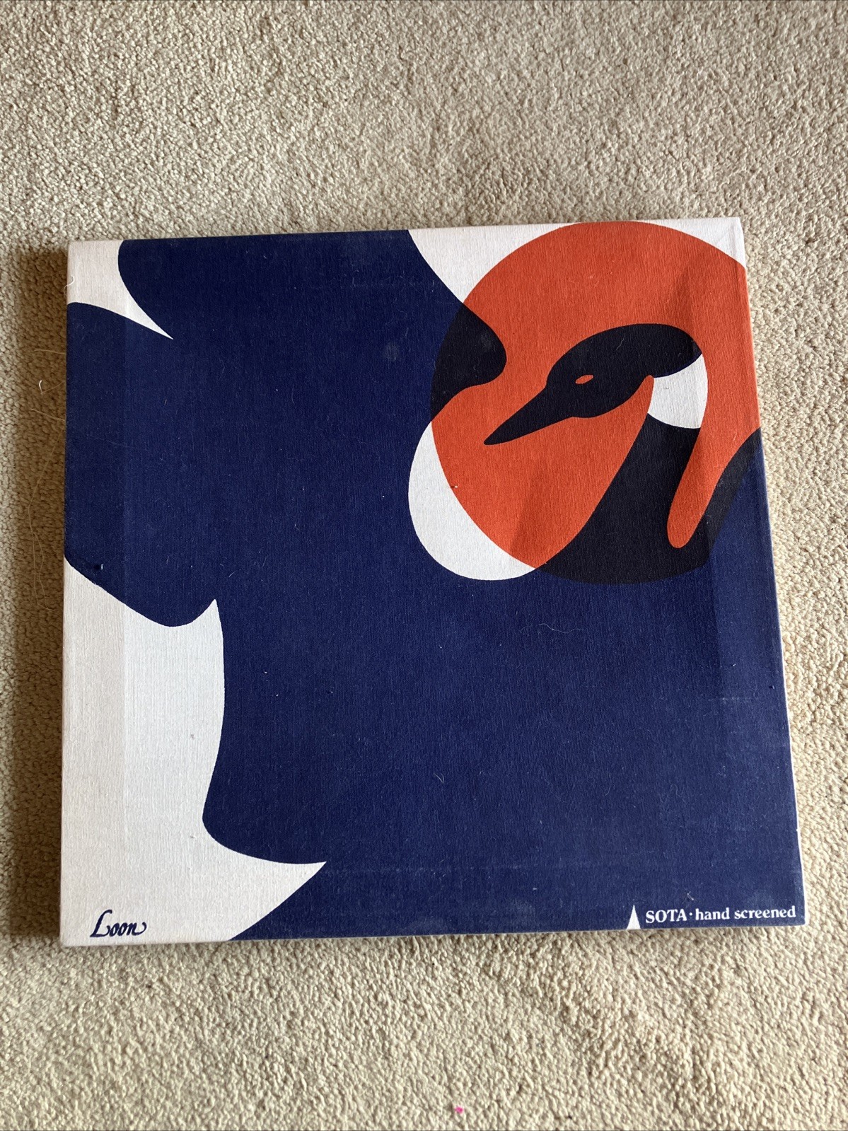SOTA Vintage 1970s Hand Screened Fabric Print LOON Silk Screen MCM