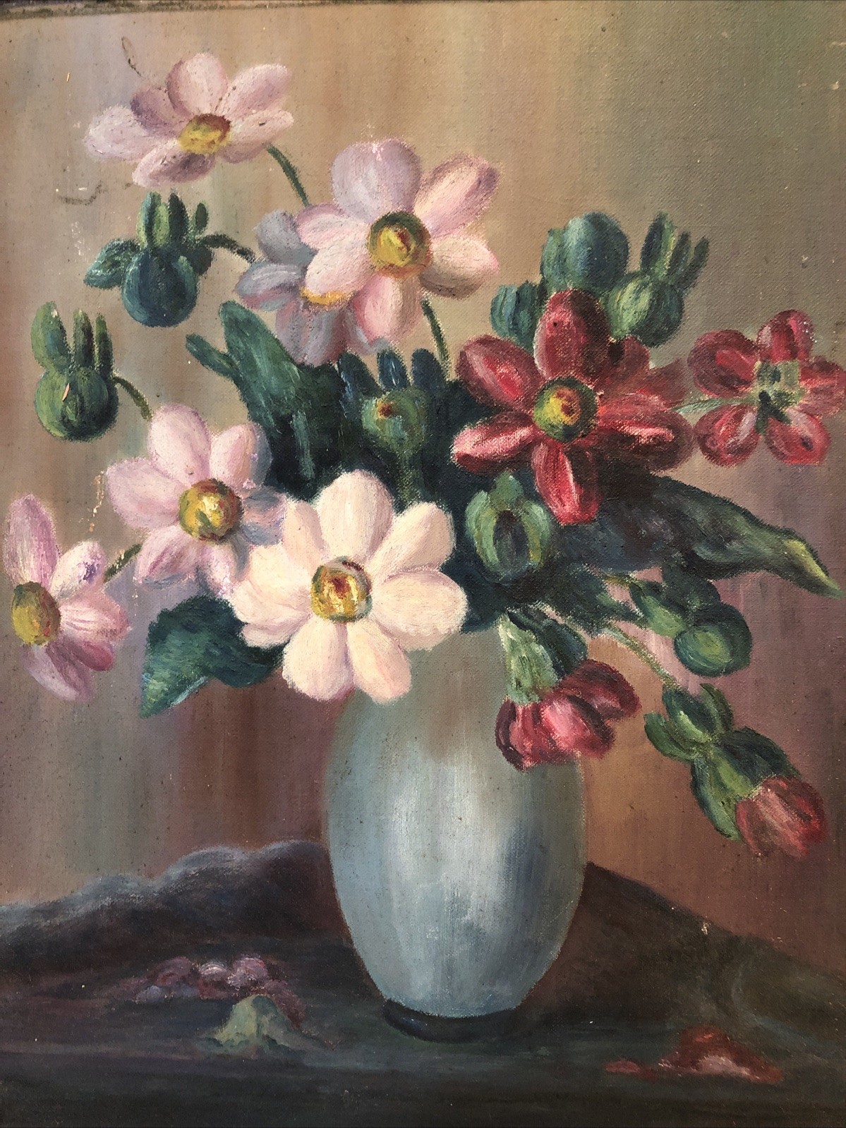 Vintage Original Oil Painting of Flowers in a Vase C.1930’s 17.5 x 13.5”