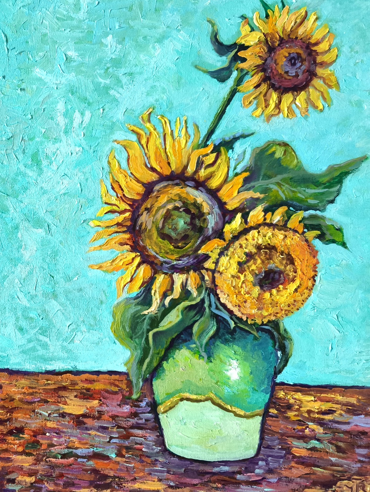 Flowers Original Oil painting Sunflowers Still Life on Canvas 40x30cm Signed