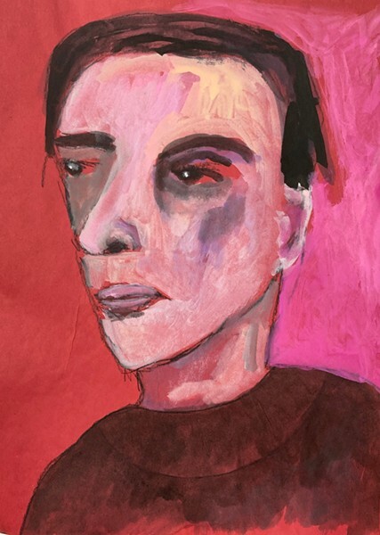 Original Expressive Gouache Portrait Painting 9×12 Man Art Miz Katie
