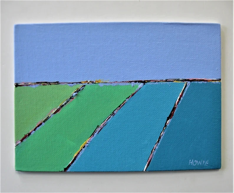 Original acrylic painting , 7″ x 5″, landscape, seascape, Brooke Howie