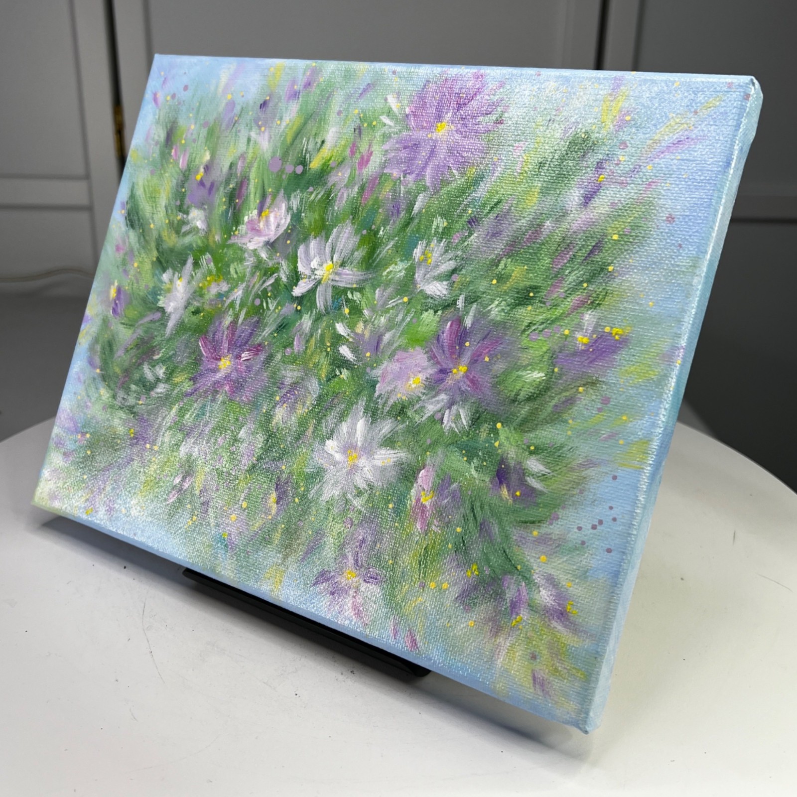 «Flowering 1″ Stretched Canvas Acrylic Painting Floral Wall Art 8″ x 10»