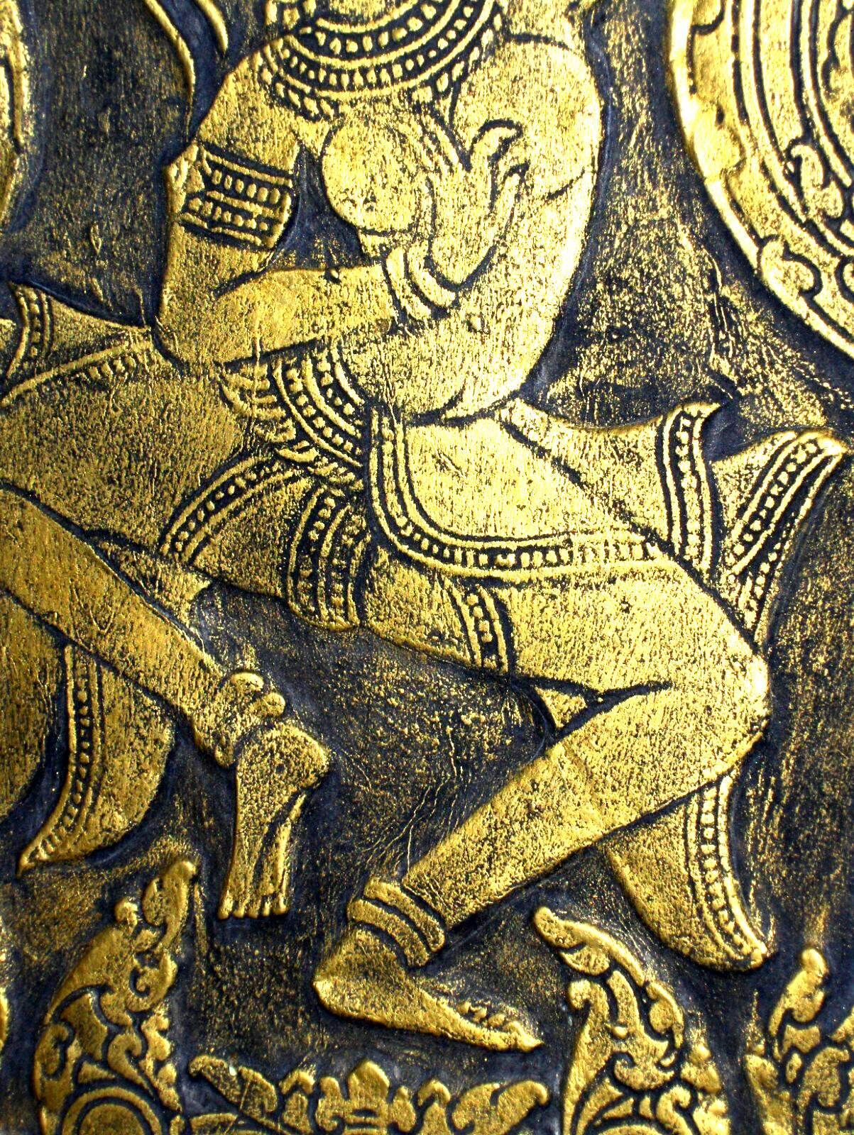 OLD VINTAGE Shiva Lord of Dance (Nataraja) Golden Tone embossed sculpture panel