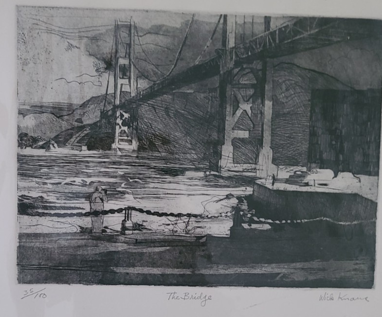Original San Francisco Artist Signed Lithograph 35/100 «THE BRIDGE»-GOLDEN GATE