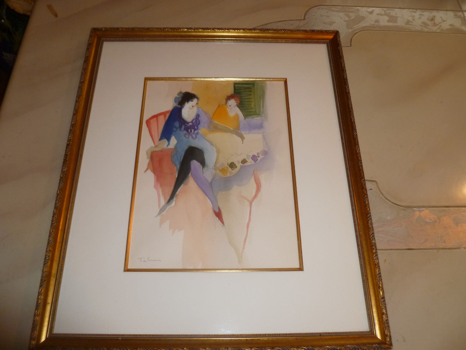ITZCHAK TARKAY ORIGINAL WATERCOLOR, FRAMED DIMENSIONS 25 x 22 PERFECT