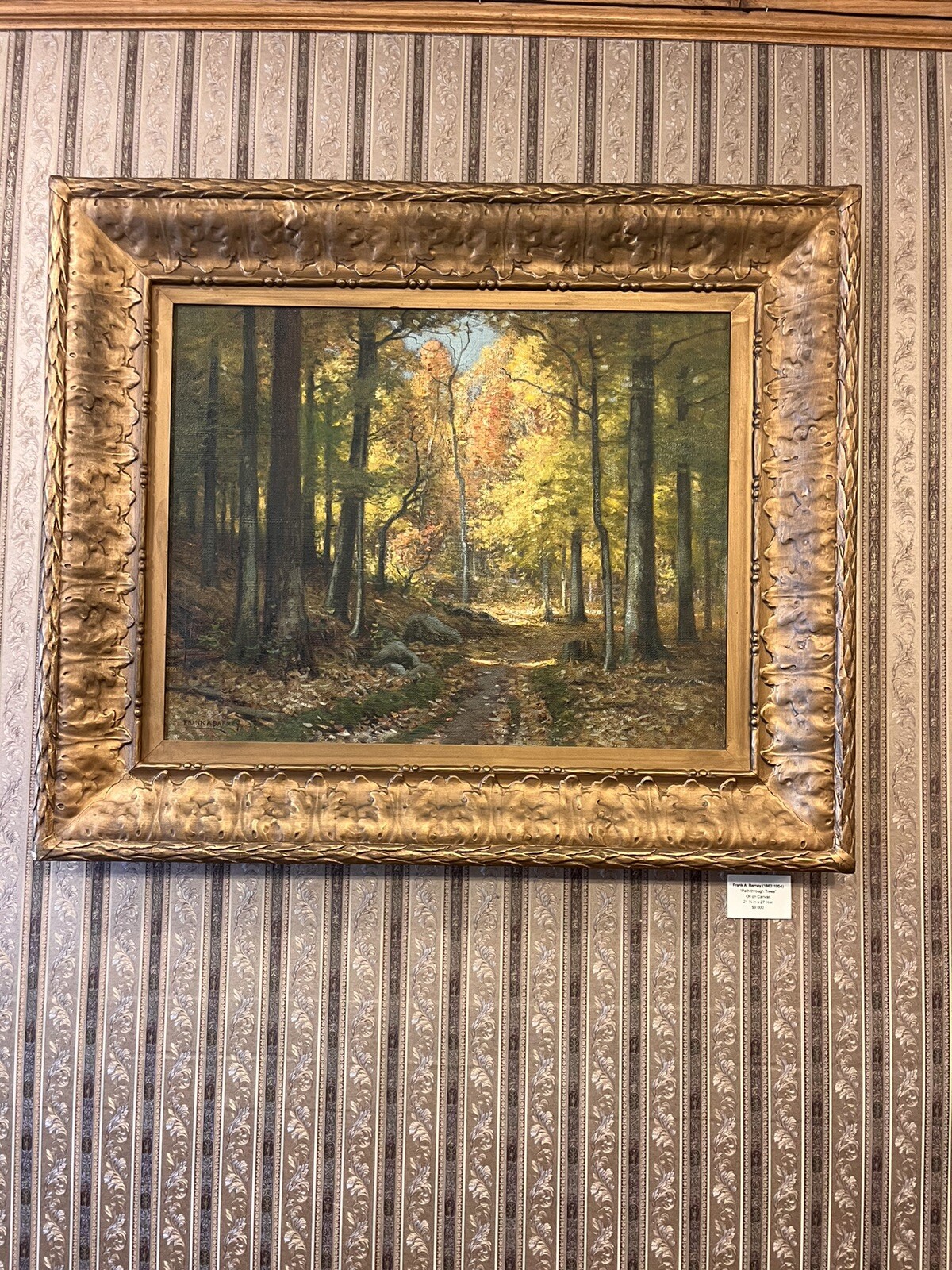 Frank A Barney Painting “path Through Trees” 21.5in x 27.5in Oil On Canvas