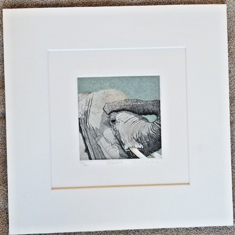3 Signed Numbered Nancy Charles Colored Etchings (Gorilla, Elephant, Giraffe)