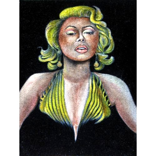 Marilyn Monroe Black Velvet UV Paint & Acrylic Original HandMade 8.5×11 Art NEW