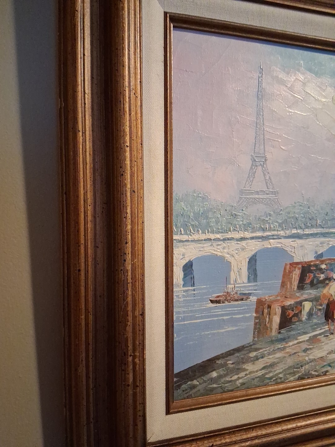 Vintage Burnett Paris Street Scene Fine Art Oil On Canvas Painting Framed