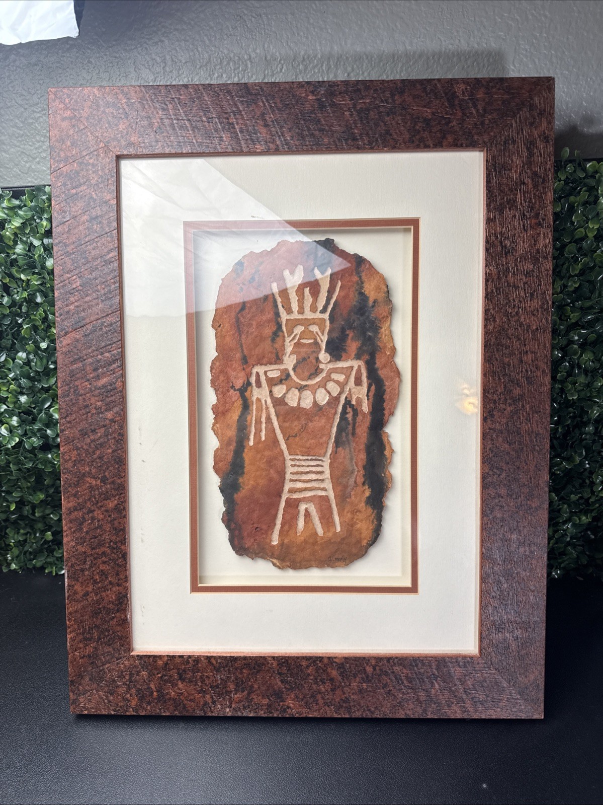 Arlene Connolly Framed Petroglyph / Rock Art Signed 22”/17”