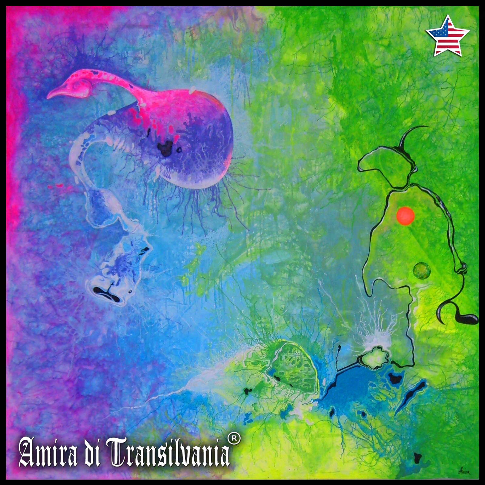 original art painting contemporary abstract psychedelia fluo modern minimalist