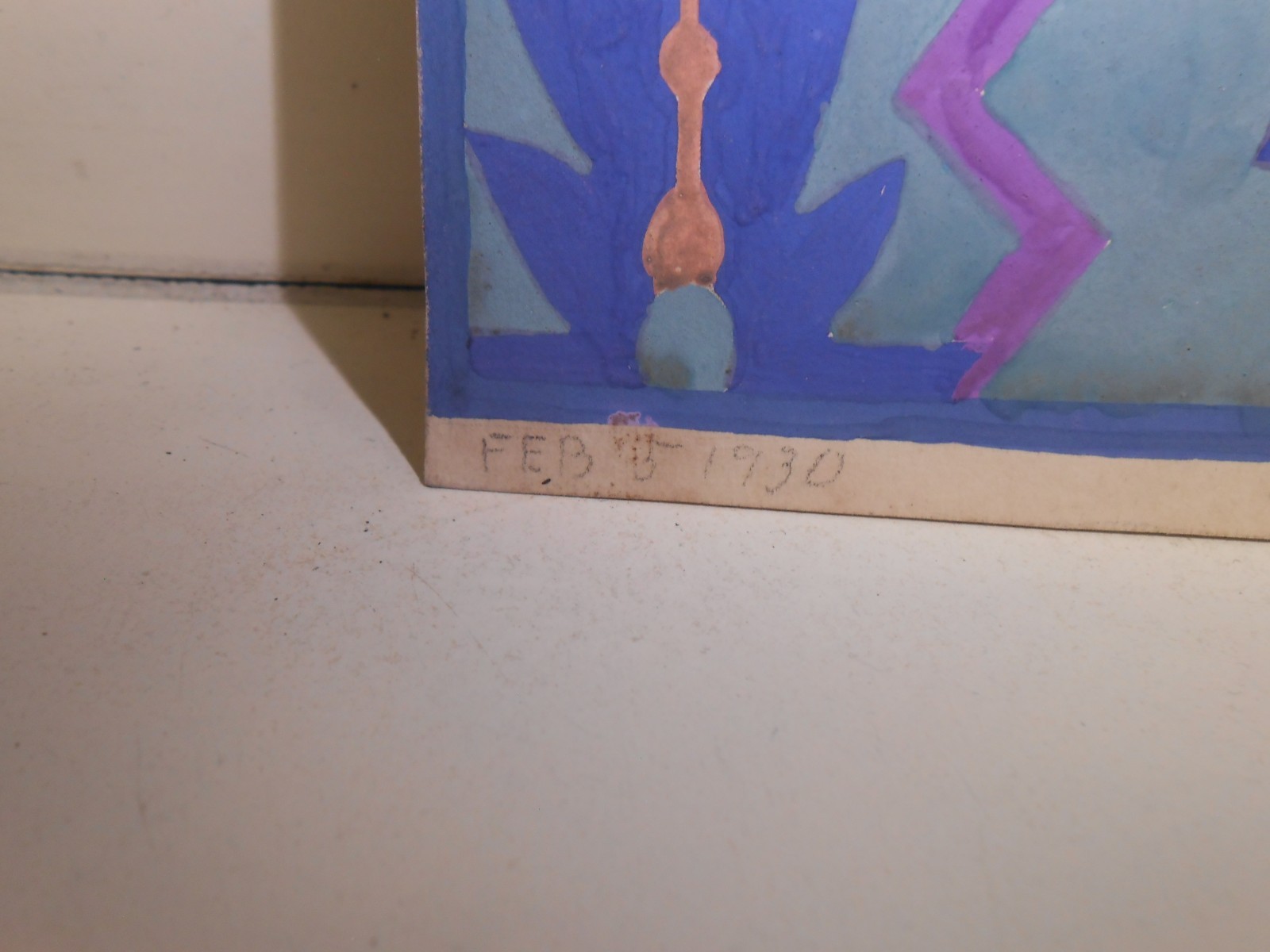 Purple Monkey Leaping Watercolor Dated 2/5/1930