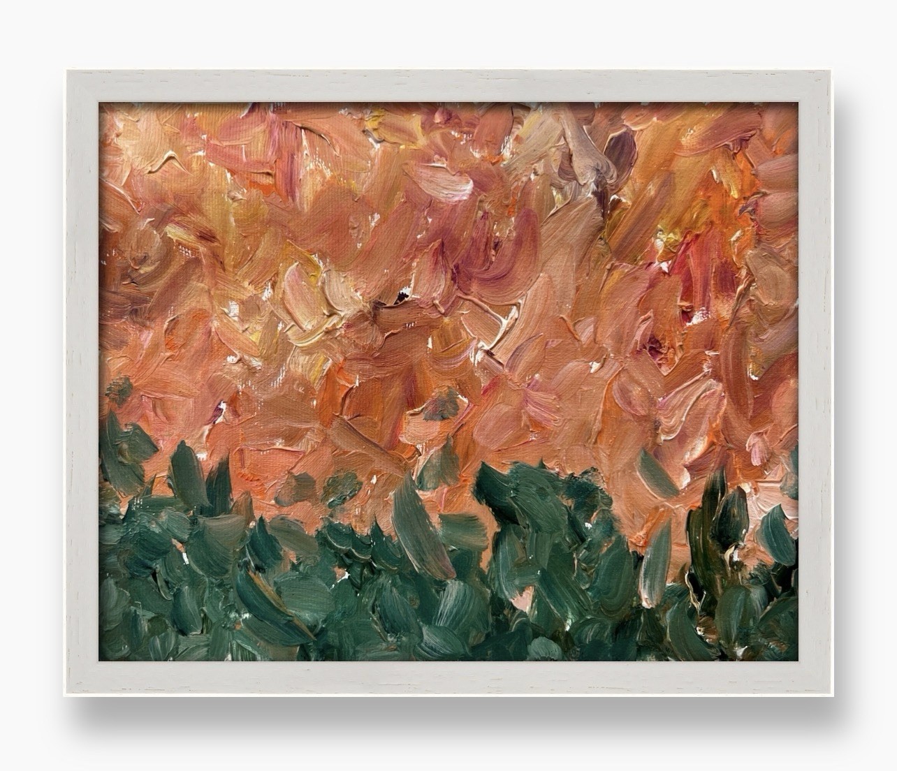 Modern Abstraction Art Summer Garden Framed Original Oil Painting Canvas 8×10”