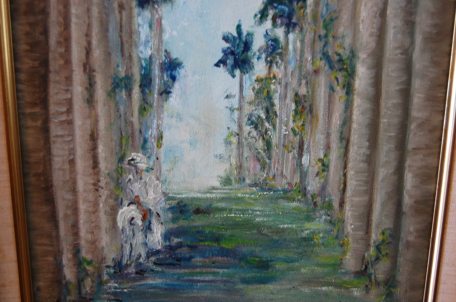 FRAMED ORIGINAL OIL GUARDARRAYA DE PALMA REALES CUBAN COUNTRY ARTIST HECTO VIDAL