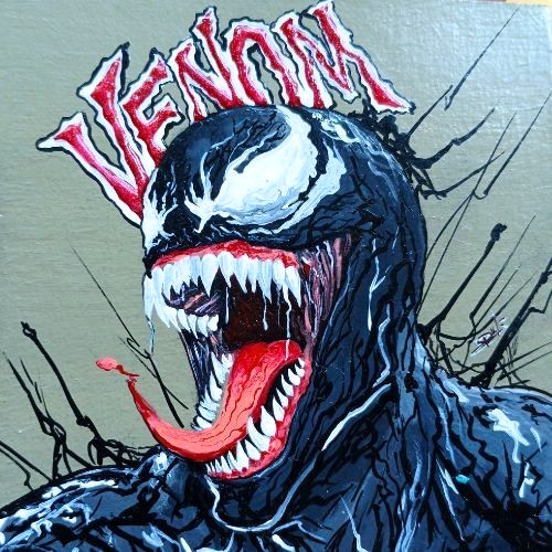 ACEO Original Venom UV Radiant & Acrylic Glow Art Marvel Hero Hand Painting NEW