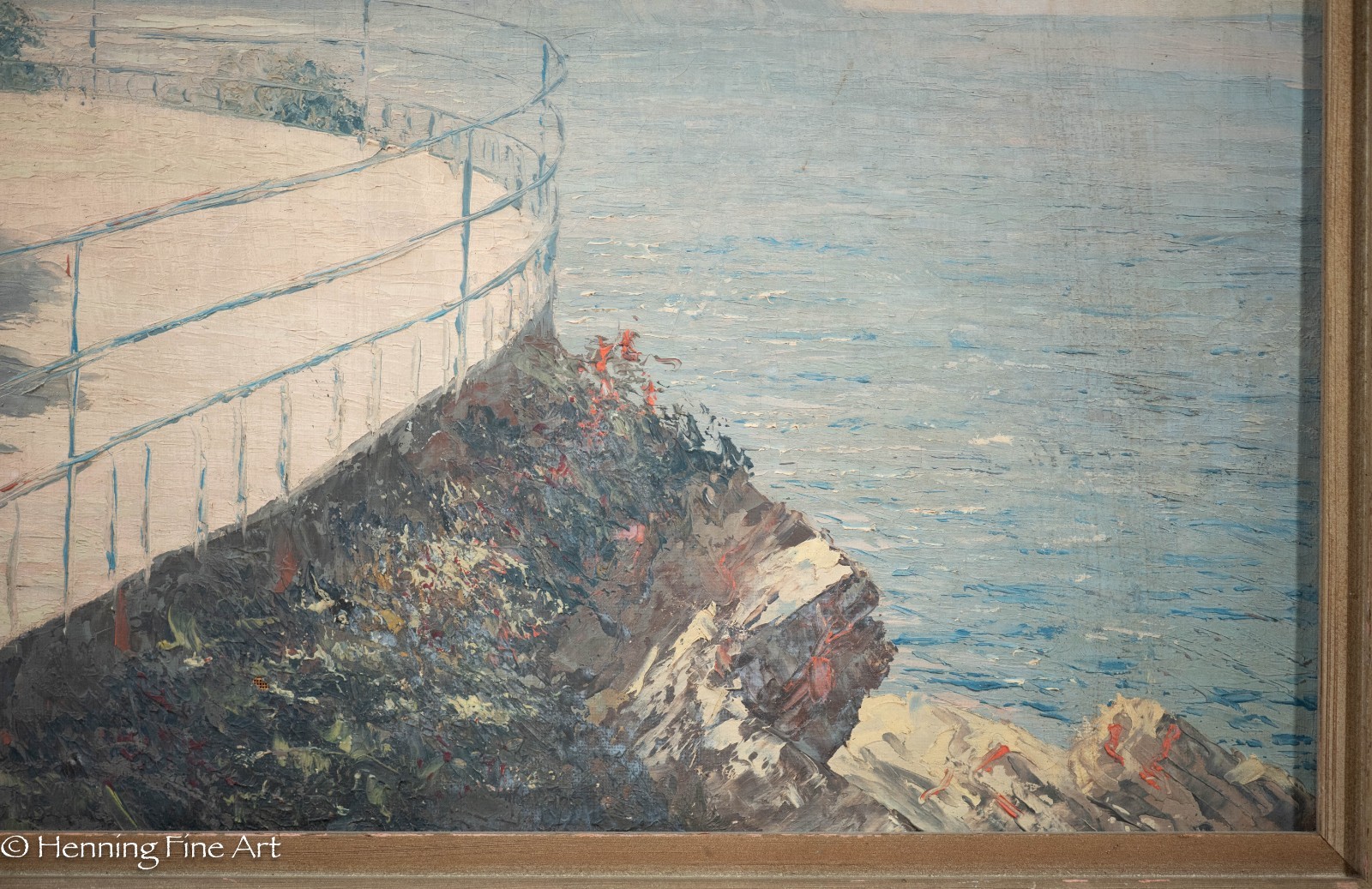Stunning Giuseppe Arigliano Impressionist Oil Painting of Nerja Spain 25×33″