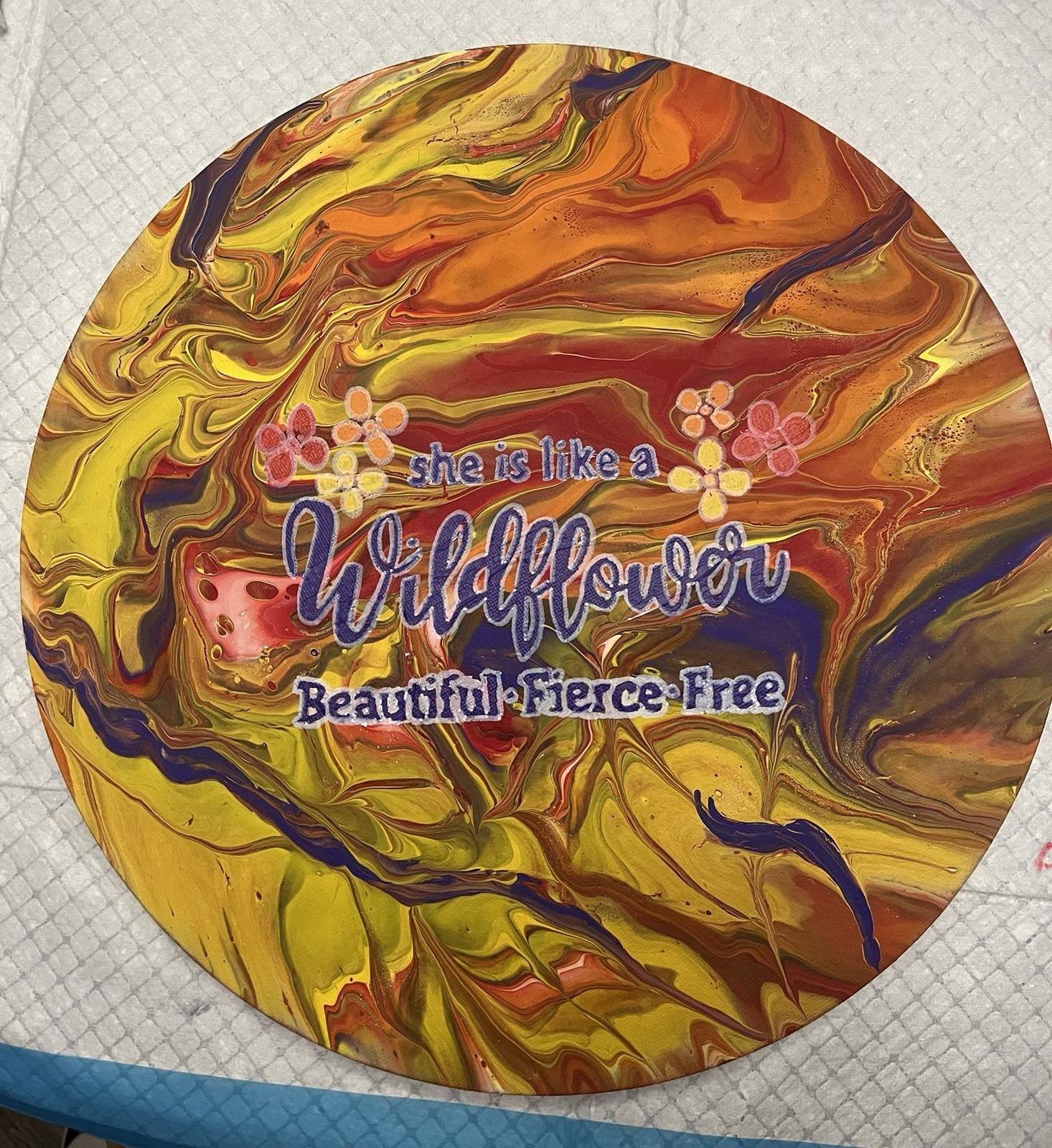 Acrylic Painting – 12″ Round Canvas Women’s Strength and Power Piece