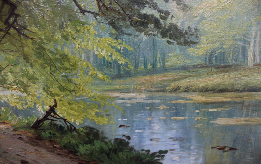 A. Jacobsen. Summer landscape, a forest path by a lake.