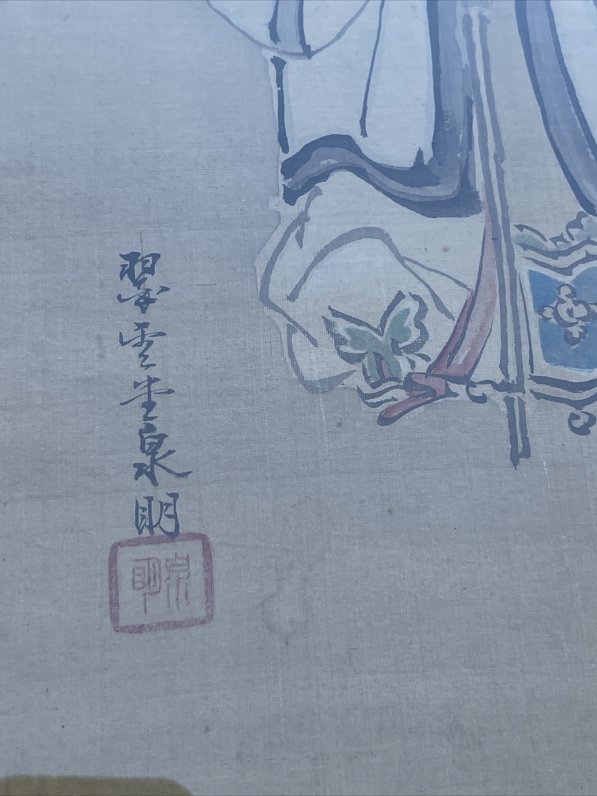Chinese Ancestor Painting Scholar Art Scroll Art Asian Large Portrait Iconic Old